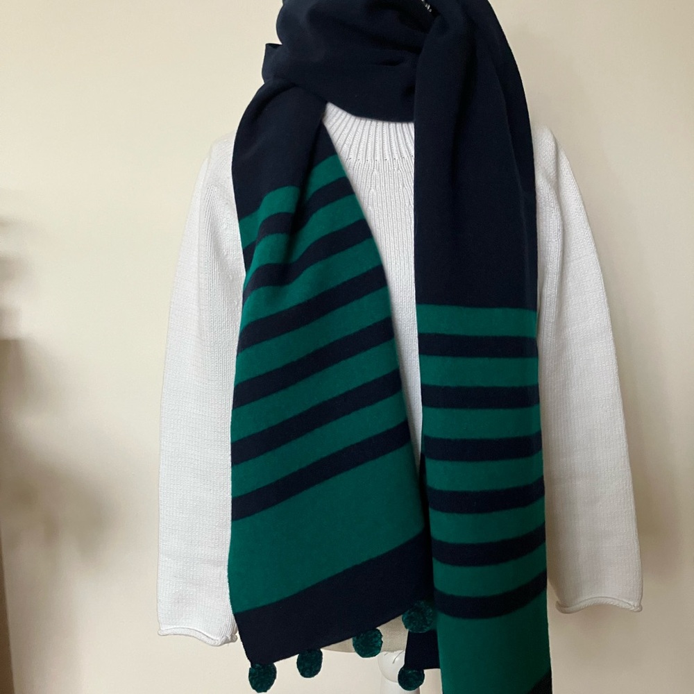 J. Crew Green and Navy Wool Scarf